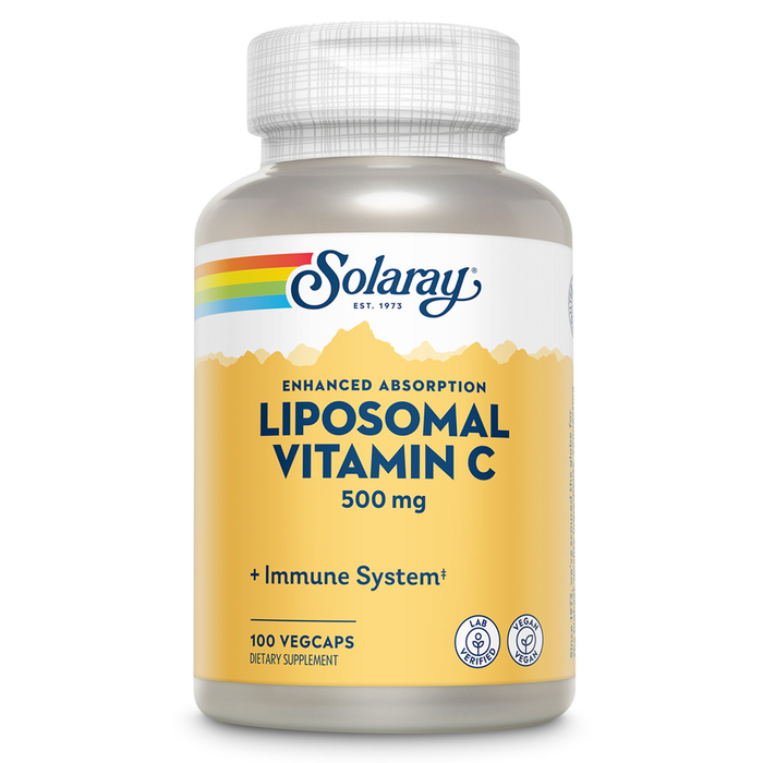 SOLARAY Liposomal Vitamin C 500mg - Enhanced Absorption Vitamin C Liposomal Blend with Fatty Acids - Antioxidant and Immune Support Supplement - Vegan, 60-Day Guarantee, 100 Servings, 100 VegCaps