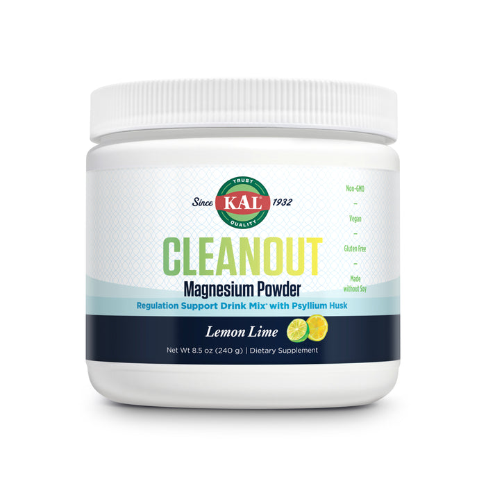 KAL Cleanout Magnesium Plus Psyllium Husk Powder - Lemon Lime - Magnesium Oxide with Fiber Supplement - Regulation Support Drink Mix - No Sugar - 60-Day Guarantee, 40 Servings, 8.5 OZ