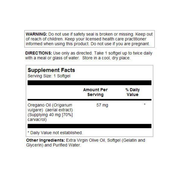 Solaray Oregano Oil 70% Carvacrol Supplement | 60 Count