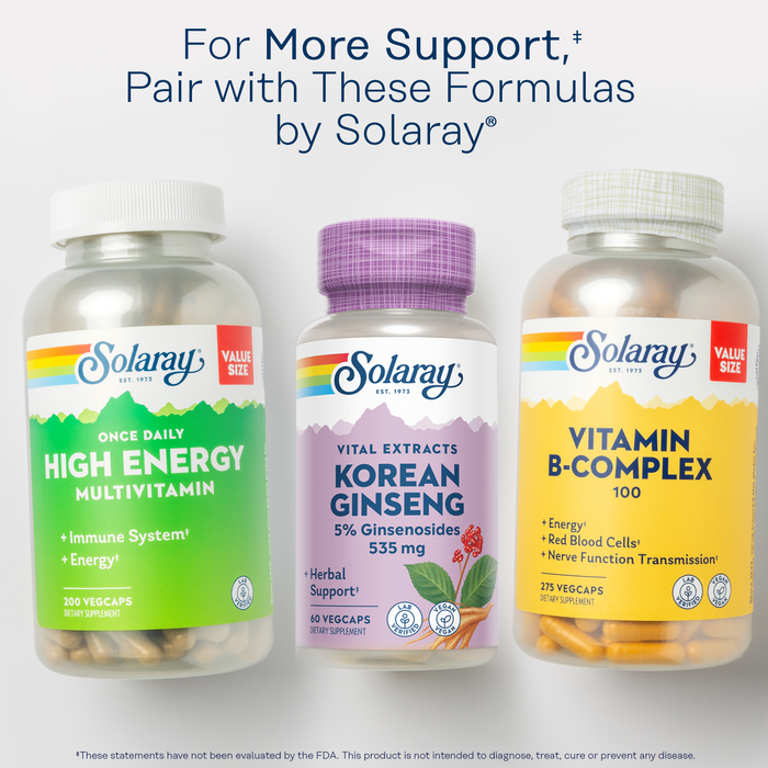 Solaray Korean Ginseng Root Extract - Herbal Support for Occasional Stress, Energy, and Physical Endurance - 5% Ginsenosides - Vegan, Lab Verified - 60 Servings, 60 VegCaps