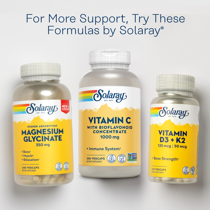 Solaray Vitamin C w/ Rose Hips, Acerola & Bioflavonoids, 1000mg, Supports Immune Function & Healthier Skin, Hair, Nails , Non-GMO, Vegan, 250 CT