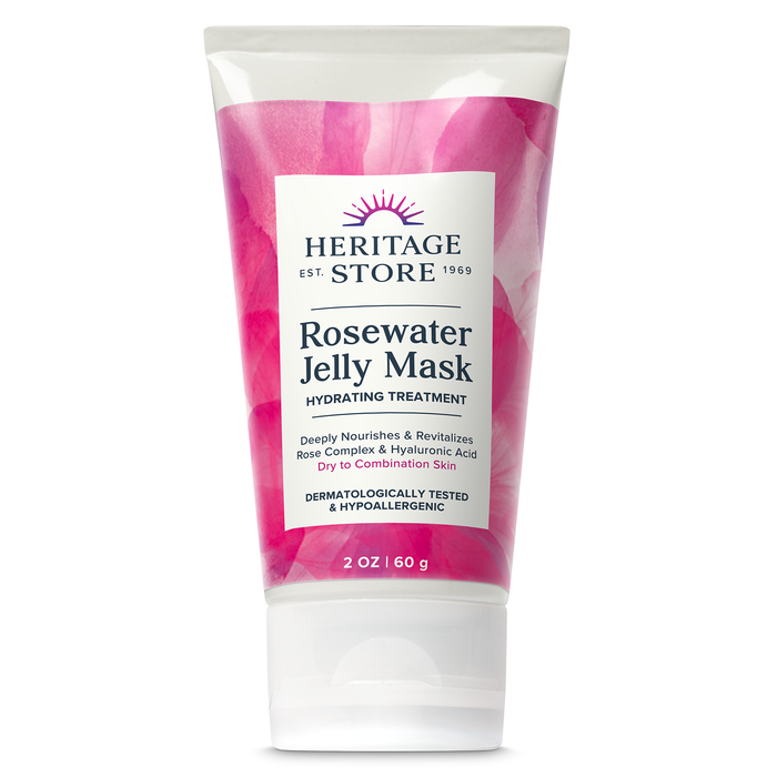 HERITAGE STORE Rosewater Jelly Facial Mask - Hydrating Treatment for Dry Combination Skin, Gel Face Mask Locks in Moisture w/ Hyaluronic Acid and Rose Complex, Hypoallergenic, Vegan, Cruelty Free, 2oz