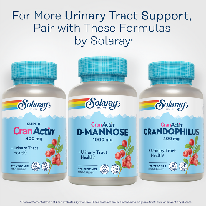 Solaray D-Mannose 1000mg with CranActin Cranberry Extract - D Mannose Cranberry Supplement with Vitamin C - Supports Urinary Tract and Bladder Health - Vegan, 60 Day Guarantee, 30 Servings, 60 VegCaps (120 CT)
