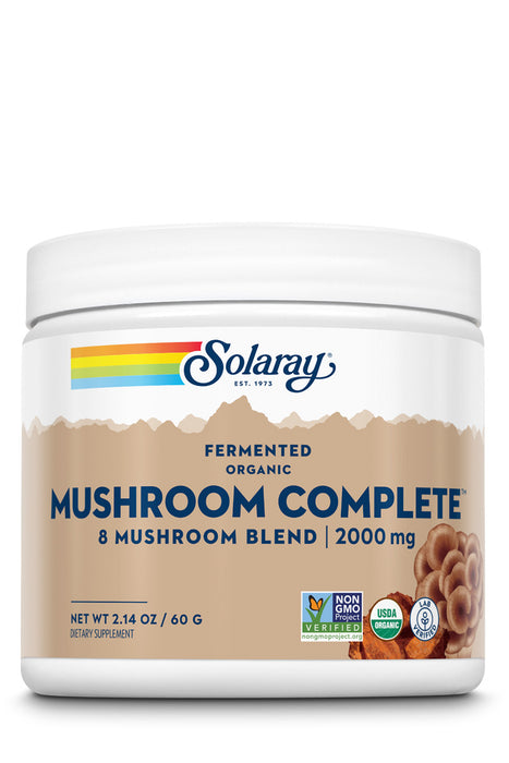 Solaray Fermented Organic Mushroom Complete, Powder | Healthy Immune Function Support | 2,000 mg per serv. | 60g, 30 Serv