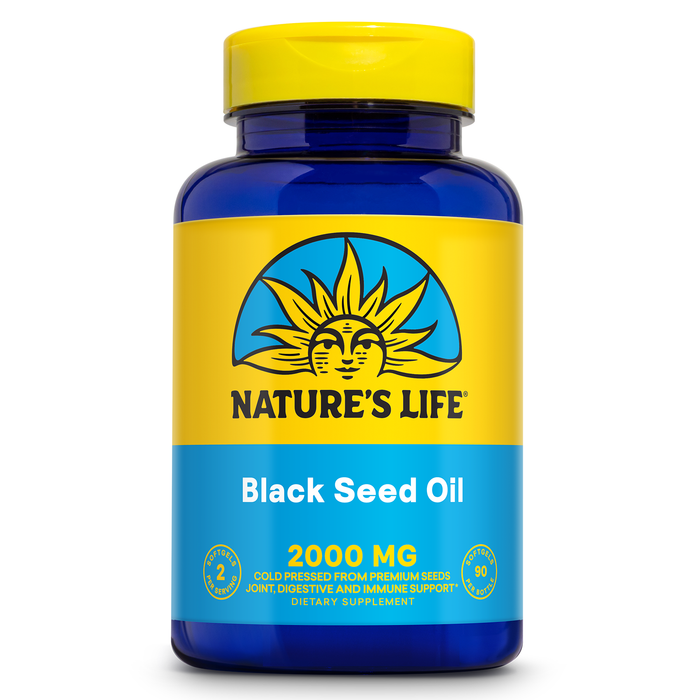 NATURE'S LIFE Black Seed Oil 2000mg - Nigella Sativa Oil, Cold Pressed from Black Seeds - w/ Thymoquinone, Omega 6 9 - Joint Support, Digestion, Immune Support - 60-Day Guarantee, 45 Serv, 90 Softgels