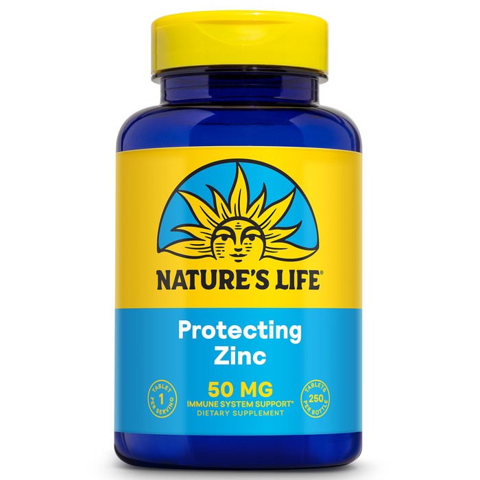 NATURE'S LIFE Protecting Zinc 50mg with 2.5mg Copper - Chelated Zinc Supplement for Immune Support, Bone Health, Muscle Function and Heart Health Support, 60-Day Guarantee, 250 Servings, 250 Tablets