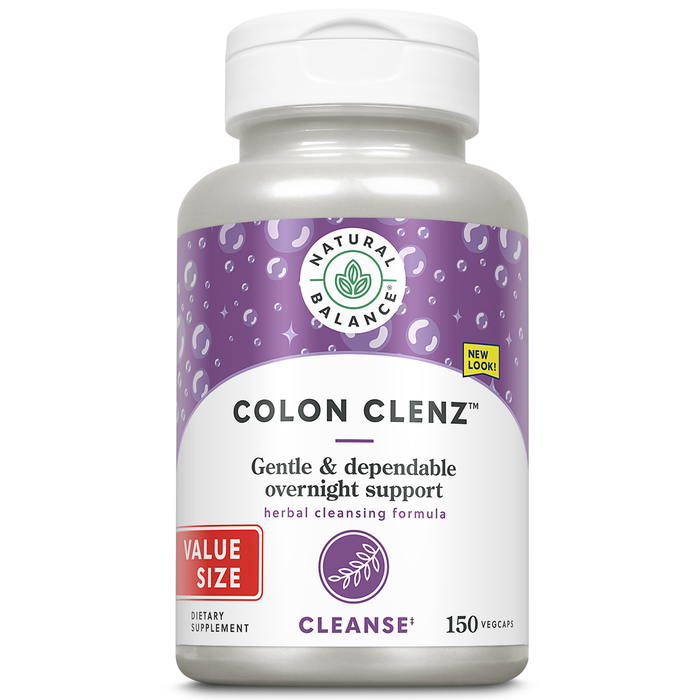 Natural Balance Colon Clenz | Herbal Colon Cleanse, Detox Cleanse, and Digestive Health Supplement - Gentle and Dependable Overnight Formula - 60-Day Guarantee (150 Servings, 150 VegCaps)