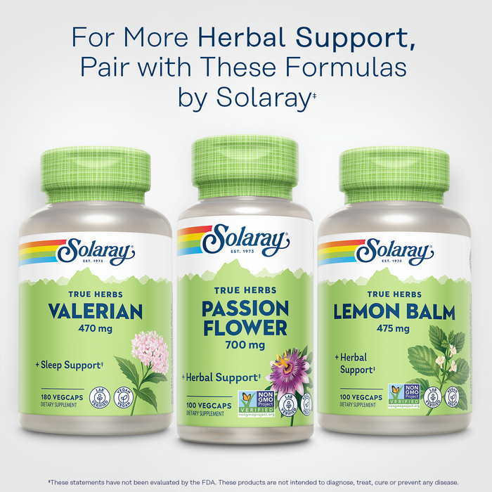 SOLARAY Passion Flower 700 mg Whole Aerial - Soothing Herbal Support - Passion Flower Capsules - Vegan, Non-GMO, 60-Day Guarantee, Lab Verified - 50 Servings, 100 VegCaps