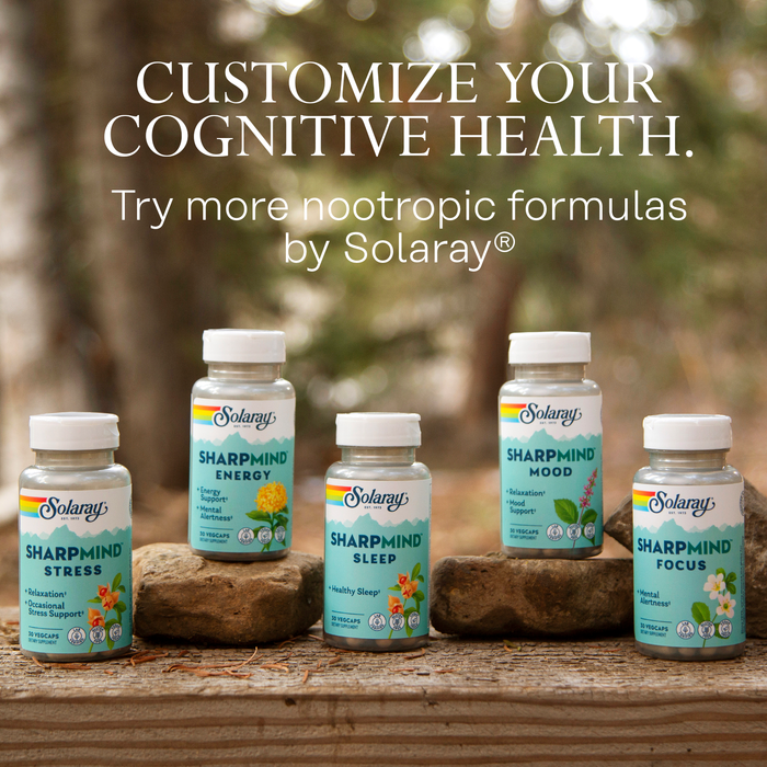 Solaray SharpMind Focus, Mental Alertness Nootropic Supplement, Each Capsule with Cognizin Citicoline, Lions Mane Mushroom, Bacopa Monnieri, Vegan, 60 Day Money Guarantee, 30 Serv 30 Vegetarian Caps