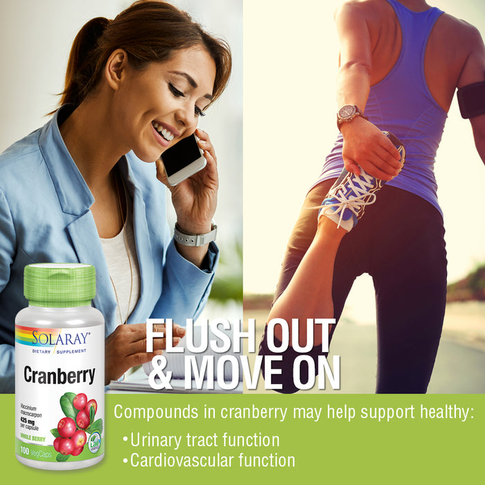 Solaray Cranberry Berry 850 mg | Healthy Urinary Tract and Cardiovascular Function Support | 50 Servings | 100 VegCaps